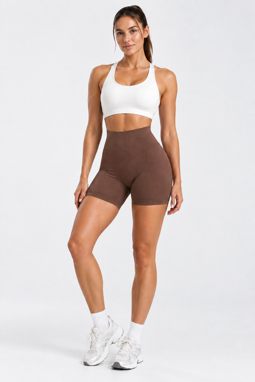DELYXN Seamless Sculpt Shorts - Brown
